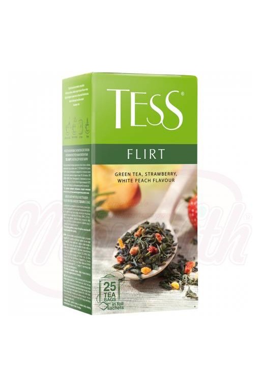 Thé vert saveur fraise et pêche "TESS Flirt" Зелёный чай с ароматом клубники и персика "TESS Flirt" 25*1.5gr