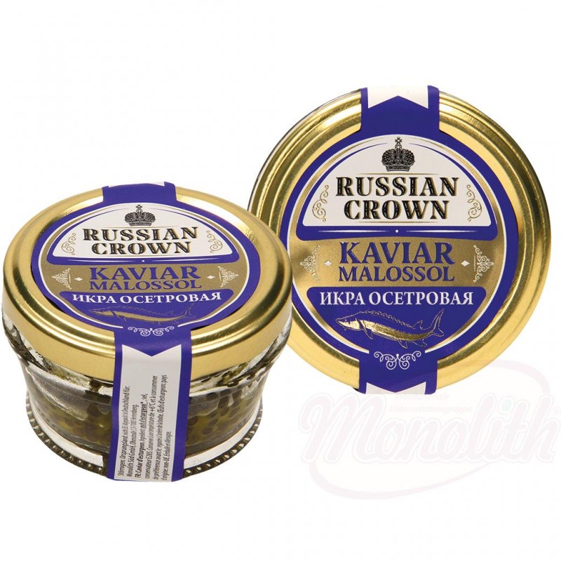 Икра осетровая, 50gr. "RUSSIAN CROWN". Caviar d'esturgeon, 50gr. « COURONNE RUSSE ».
