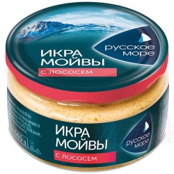 Икра мойвы "Русское Море" с кусочками лосося 165гр