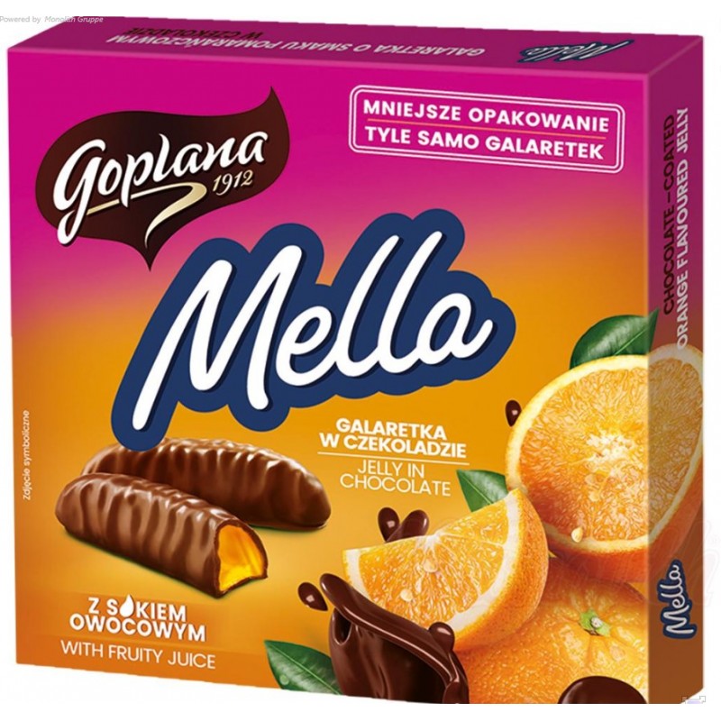 Фруктовый мармелад со вкусом апельсина, в шоколаде 190 GR Marmelade de fruits "Mella" au goût d'orange, au chocolat 190 GR