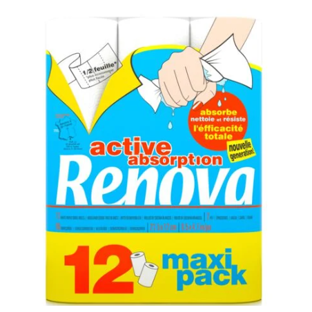 RENOVA Бумажные полотенца с активной абсорбцией пакет из 12 Essuie-tout active absorption RENOVA le paquet de 12