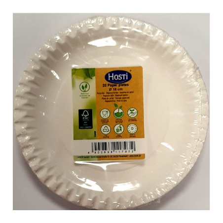 Assiettes en Carton Hosti Ø 18cm 20psc Бумажные тарелки
