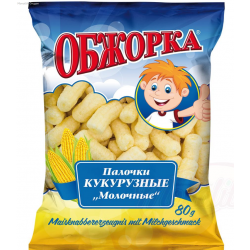 Bâtonnets de maïs doux "Obzhorka" Палочки кукурузные сладкие "Обжорка" молочные 80gr